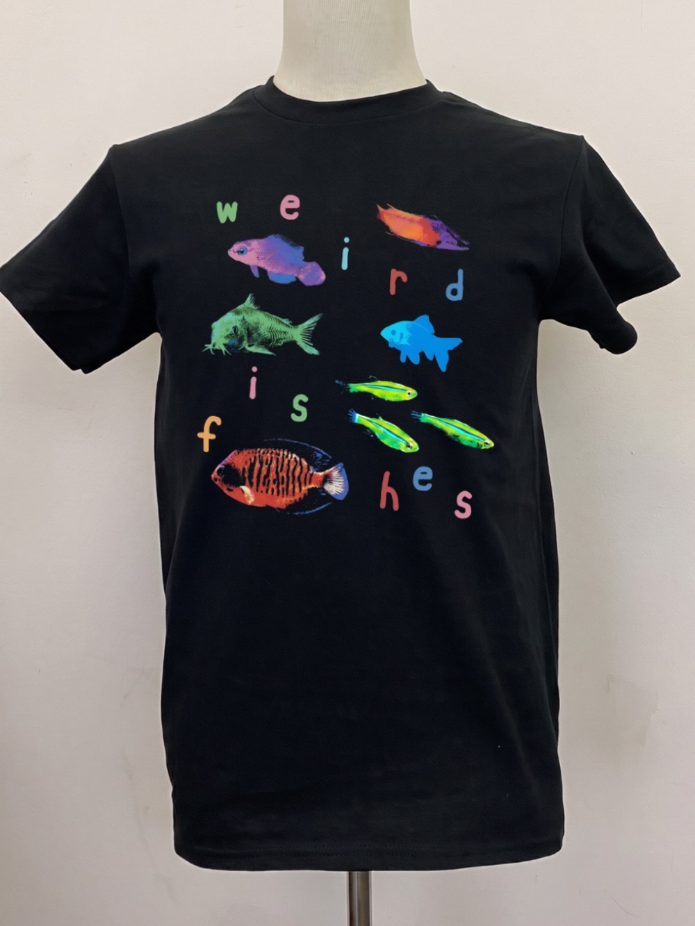 Weird Fishes Colorful Fish Graphic Tee Black T-Shirt
